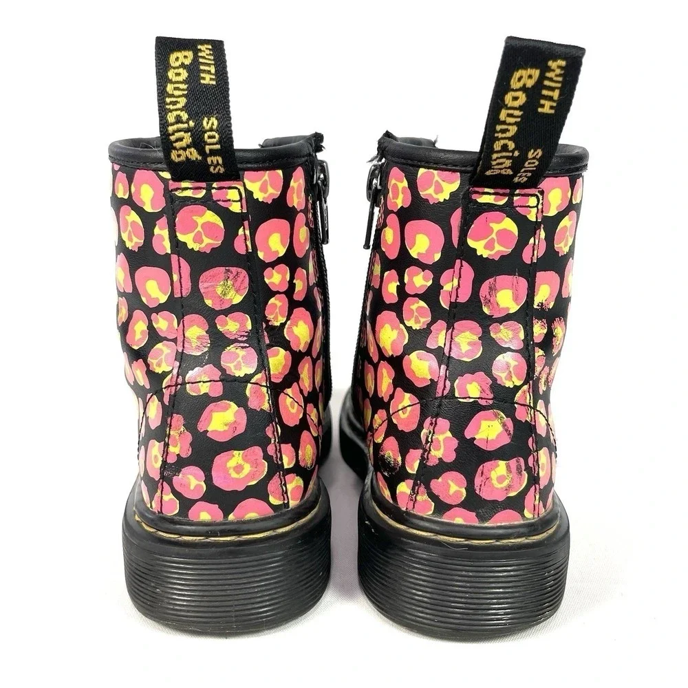Dr. Martens 1460 Kids Size 1 Pink‎ Leopard Print Side Zip Boots